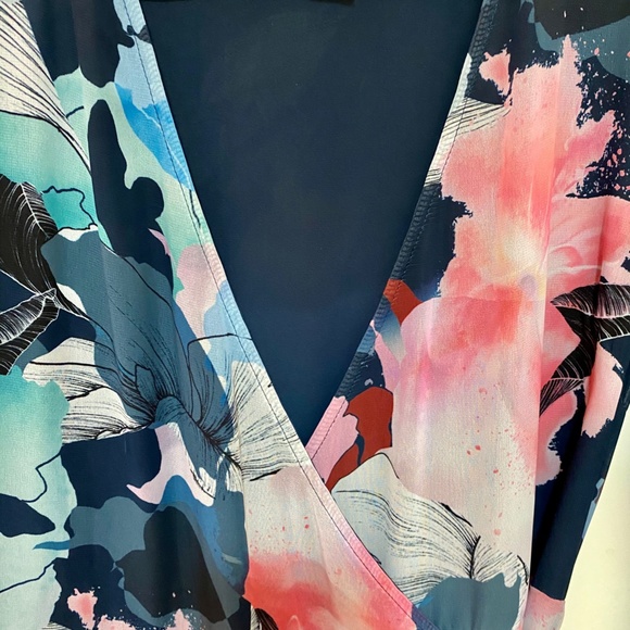 Beautiful abstract watercolour wrap chiffon long sleeve maxi dress - Picture 2 of 10